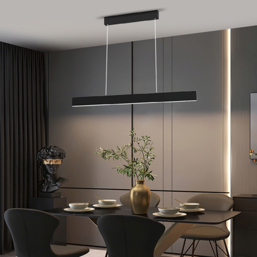 Immax NEO 07076L - LED dimmbare Hängeleuchte an Kabel schwarz LISTON LED/18W/230V Tuya + Fernbedienung