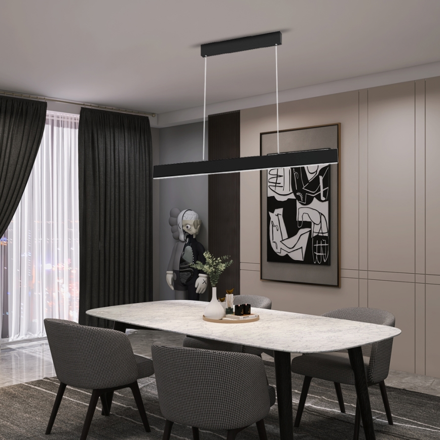 Immax NEO 07076L - LED dimmbare Hängeleuchte an Kabel schwarz LISTON LED/18W/230V Tuya + Fernbedienung