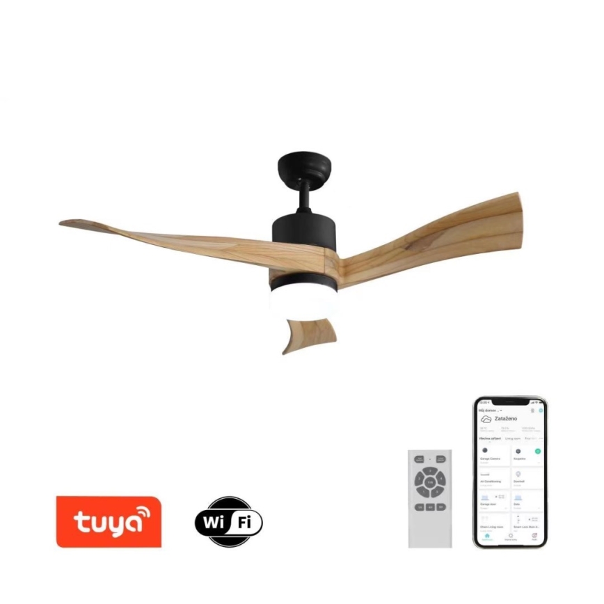 Immax NEO 07136-B - LED-Deckenventilator SOFISTICADO LED/18W/230V Eiche Wi-Fi Tuya + Fernbedienung