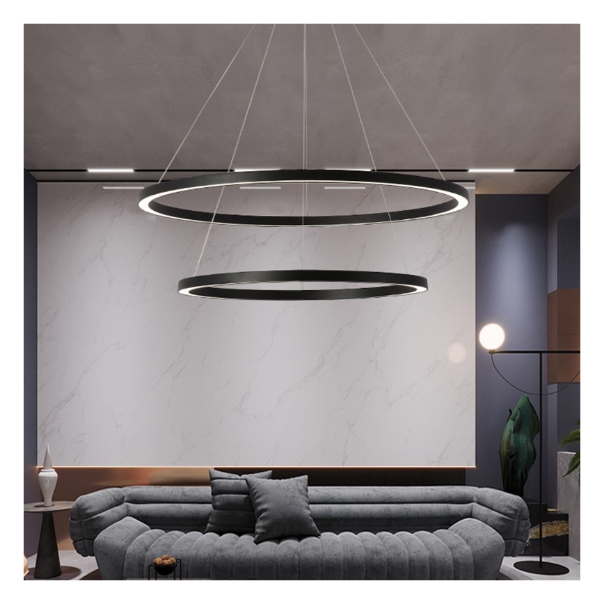Immax NEO 07158-B80-60 – Dimmbare LED-Hängeleuchte an einer Schnur FINO LED/93W/230V Tuya schwarz + Fernbedienung