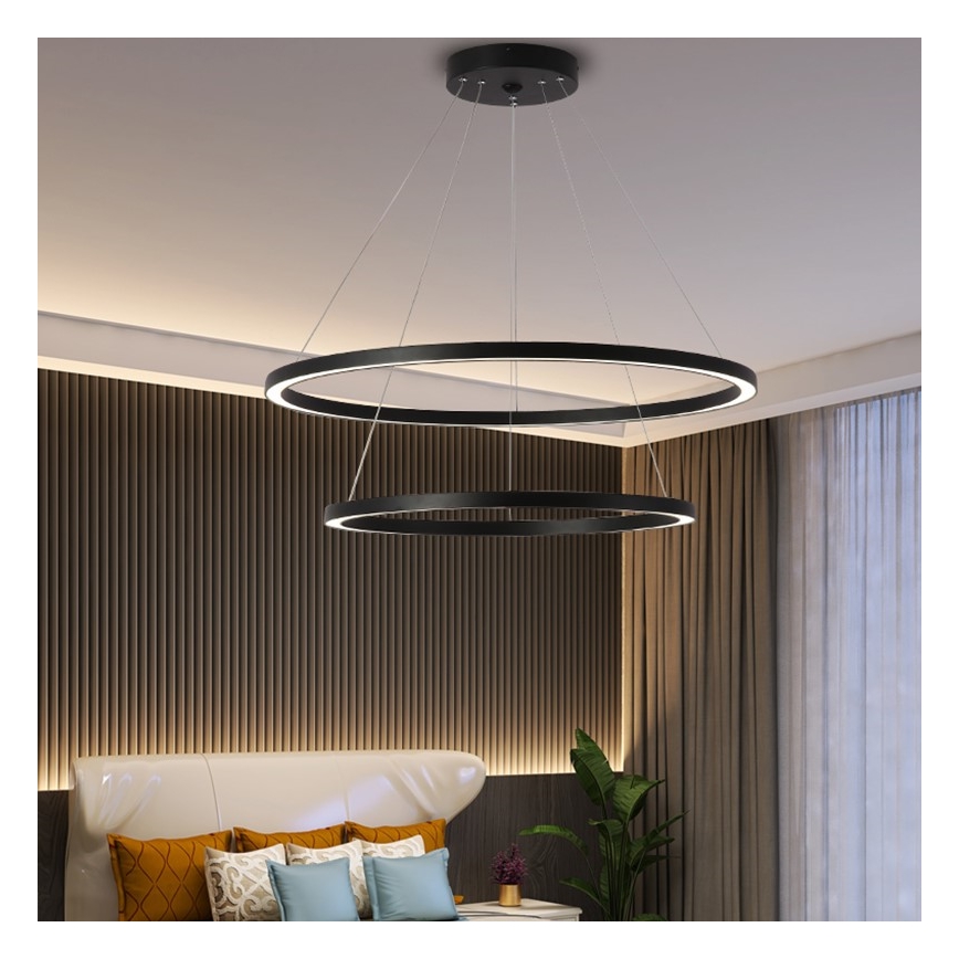 Immax NEO 07158-B80-60 – Dimmbare LED-Hängeleuchte an einer Schnur FINO LED/93W/230V Tuya schwarz + Fernbedienung
