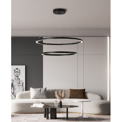 Immax NEO 07158-B80-60 – Dimmbare LED-Hängeleuchte an einer Schnur FINO LED/93W/230V Tuya schwarz + Fernbedienung