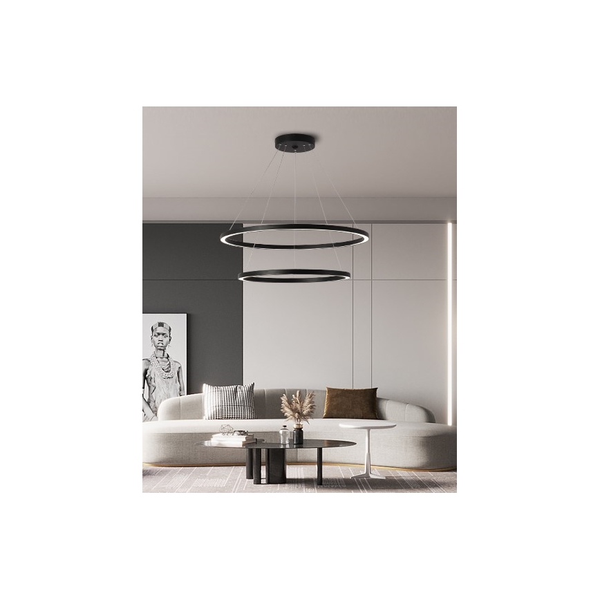 Immax NEO 07158-B80-60 – Dimmbare LED-Hängeleuchte an einer Schnur FINO LED/93W/230V Tuya schwarz + Fernbedienung