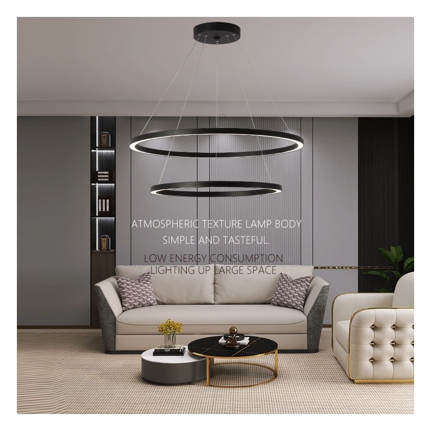 Immax NEO 07158-B80-60 – Dimmbare LED-Hängeleuchte an einer Schnur FINO LED/93W/230V Tuya schwarz + Fernbedienung