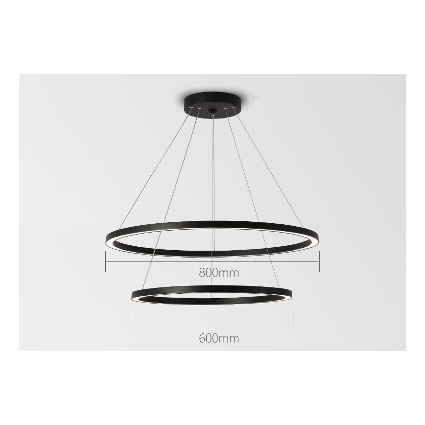 Immax NEO 07158-B80-60 – Dimmbare LED-Hängeleuchte an einer Schnur FINO LED/93W/230V Tuya schwarz + Fernbedienung