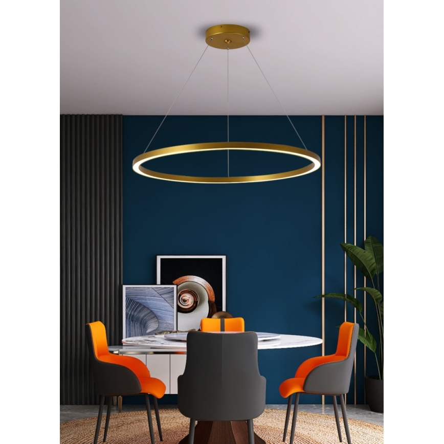 Immax NEO 07159-G80 – Dimmbare LED-Hängeleuchte an Schnur FINO LED/60W/230V Tuya golden + Fernbedienung