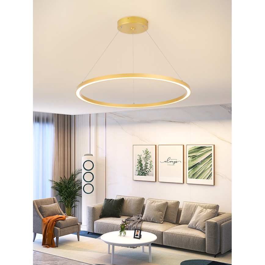 Immax NEO 07159-G80 – Dimmbare LED-Hängeleuchte an Schnur FINO LED/60W/230V Tuya golden + Fernbedienung