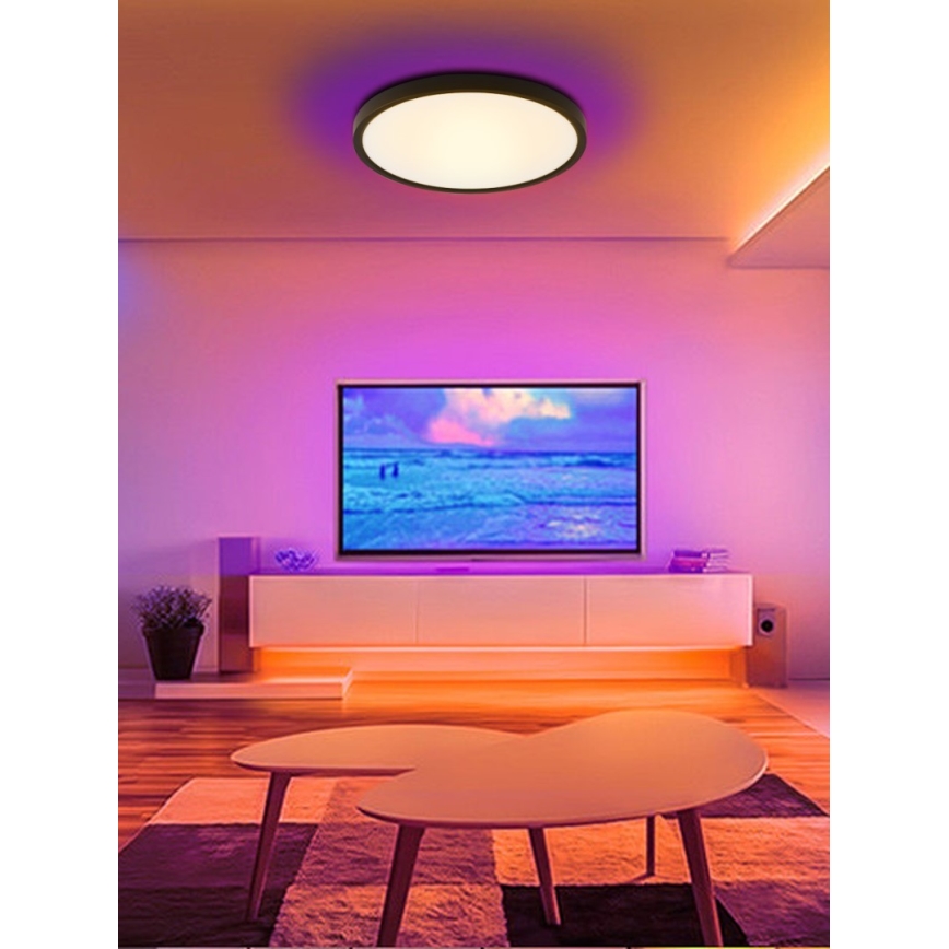 Immax NEO 07166-B40 - LED RGB+CCT dimmbare Deckenleuchte NEO LITE TUDO LED/50W/230V Wi-Fi Tuya schwarz + Fernbedienung