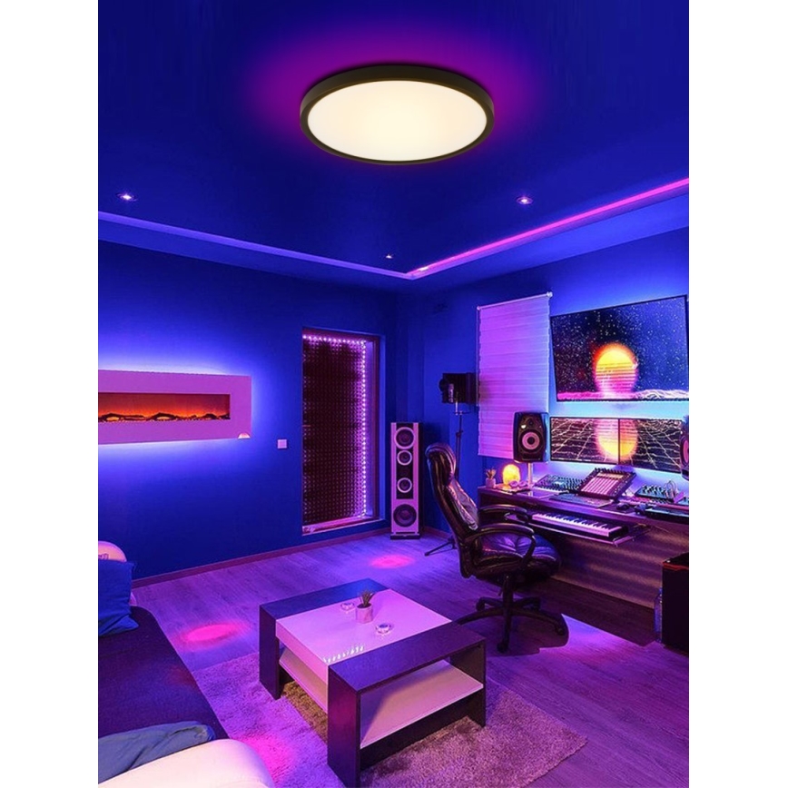 Immax NEO 07166-B40 - LED RGB+CCT dimmbare Deckenleuchte NEO LITE TUDO LED/50W/230V Wi-Fi Tuya schwarz + Fernbedienung