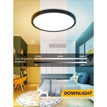 Immax NEO 07166-B40 - LED RGB+CCT dimmbare Deckenleuchte NEO LITE TUDO LED/50W/230V Wi-Fi Tuya schwarz + Fernbedienung