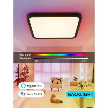 Immax NEO 07167-B40 - LED RGB+CCT Dimmbare Deckenleuchte NEO LITE TUDO LED/50W/230V Wi-Fi Tuya schwarz + Fernbedienung