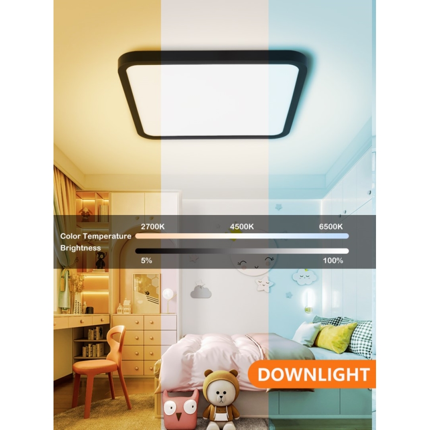 Immax NEO 07167-B40 - LED RGB+CCT Dimmbare Deckenleuchte NEO LITE TUDO LED/50W/230V Wi-Fi Tuya schwarz + Fernbedienung