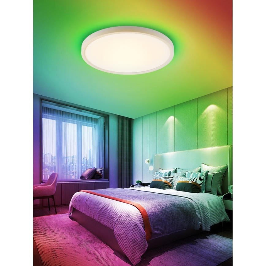Immax NEO 07169-W60 - RGB+CCT Dimmbare LED-Deckenleuchte NEO LITE TUDO 65W/230V 2700-6500K Wi-Fi Tuya + Fernbedienung weiß