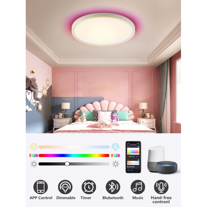 Immax NEO 07169-W60 - RGB+CCT Dimmbare LED-Deckenleuchte NEO LITE TUDO 65W/230V 2700-6500K Wi-Fi Tuya + Fernbedienung weiß