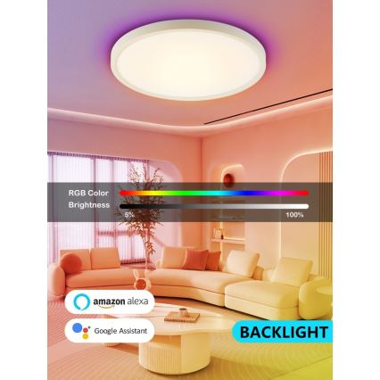 Immax NEO 07169-W60 - RGB+CCT Dimmbare LED-Deckenleuchte NEO LITE TUDO 65W/230V 2700-6500K Wi-Fi Tuya + Fernbedienung weiß