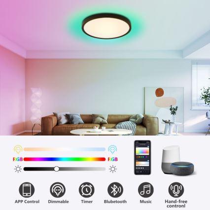 Immax NEO 07170-B60 - RGB+CCT Dimmbare LED-Deckenleuchte NEO LITE TUDO LED/65W/230V 2700-6500K Wi-Fi Tuya schwarz + Fernbedienung
