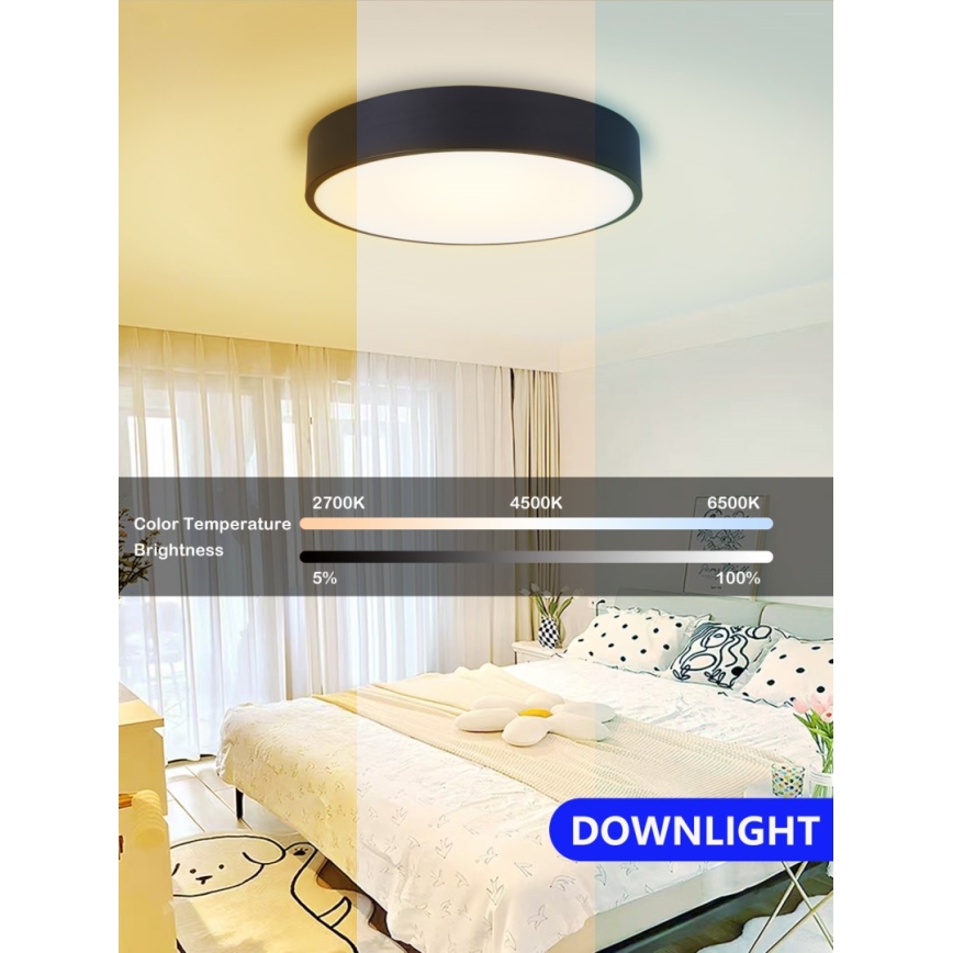 Immax NEO 07201L - LED dimmbares Deckenleuchte RONDATE LED/28W/230V schwarz Tuya + Fernbedienung