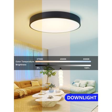 Immax NEO 07202L - Dimmbare LED-Deckenleuchte RONDATE LED/53W/230V schwarz Tuya + Fernbedienung