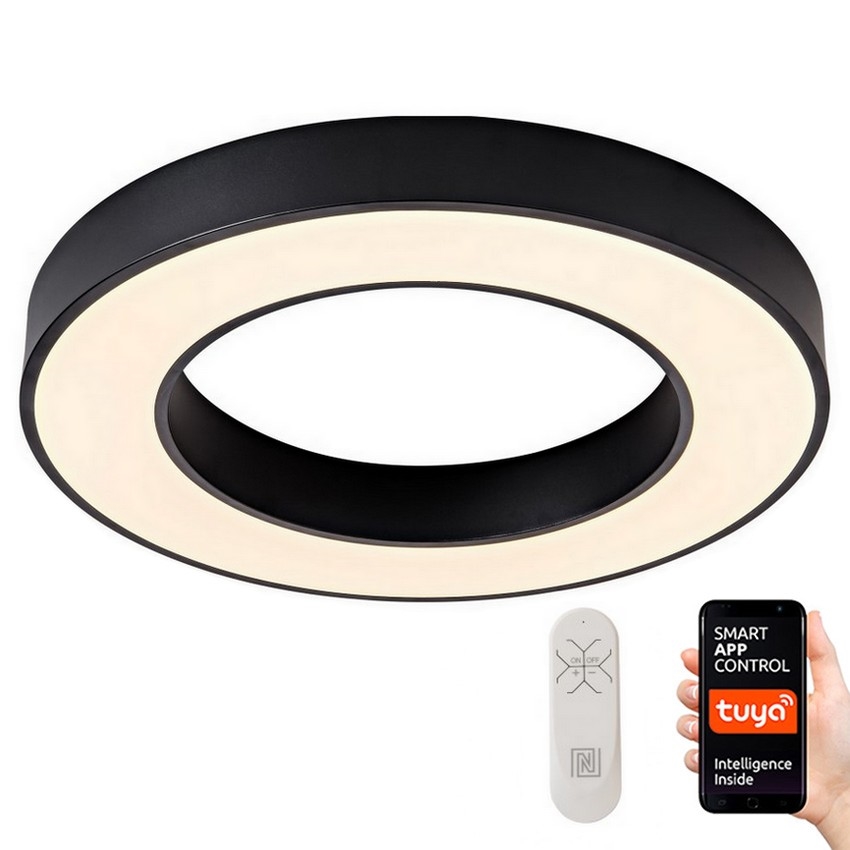 Immax NEO 07209L - Dimmbare LED-Deckenleuchte PASTEL LED/53W/230V 60 cm schwarz Tuya + Fernbedienung