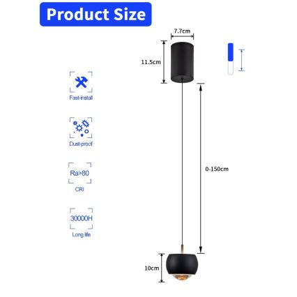 Immax NEO 07219L - Dimmbare LED-Hängeleuchte an Schnur DORMINE LED/6W/230V matt schwarz Tuya + Fernbedienung