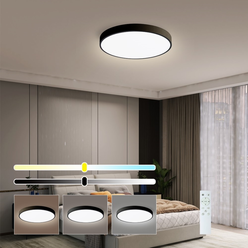Immax NEO 07248L - Dimmbare LED-Deckenleuchte NEO LITE SEMPLICI LED/36W/230V 3000-6000K Wi-Fi Tuya schwarz + Fernbedienung