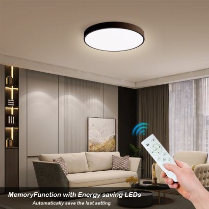 Immax NEO 07248L - Dimmbare LED-Deckenleuchte NEO LITE SEMPLICI LED/36W/230V 3000-6000K Wi-Fi Tuya schwarz + Fernbedienung
