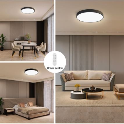 Immax NEO 07248L - Dimmbare LED-Deckenleuchte NEO LITE SEMPLICI LED/36W/230V 3000-6000K Wi-Fi Tuya schwarz + Fernbedienung