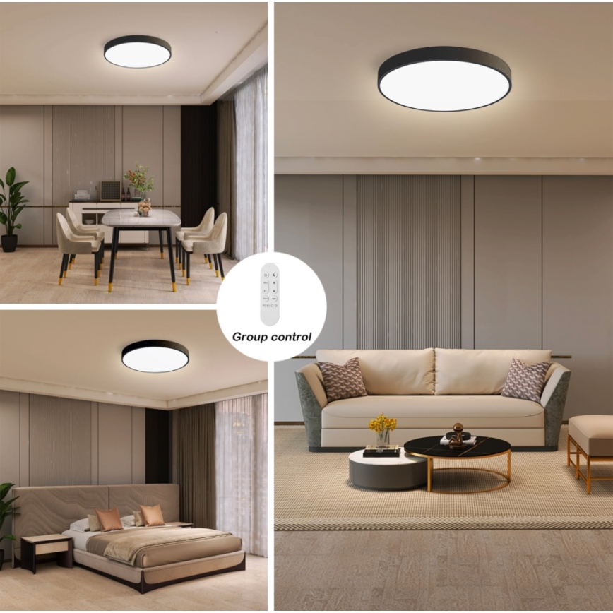 Immax NEO 07248L - Dimmbare LED-Deckenleuchte NEO LITE SEMPLICI LED/36W/230V 3000-6000K Wi-Fi Tuya schwarz + Fernbedienung