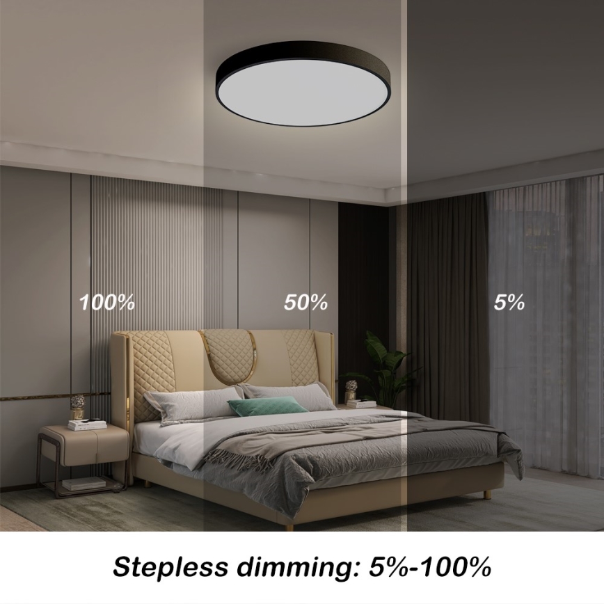 Immax NEO 07248L - Dimmbare LED-Deckenleuchte NEO LITE SEMPLICI LED/36W/230V 3000-6000K Wi-Fi Tuya schwarz + Fernbedienung