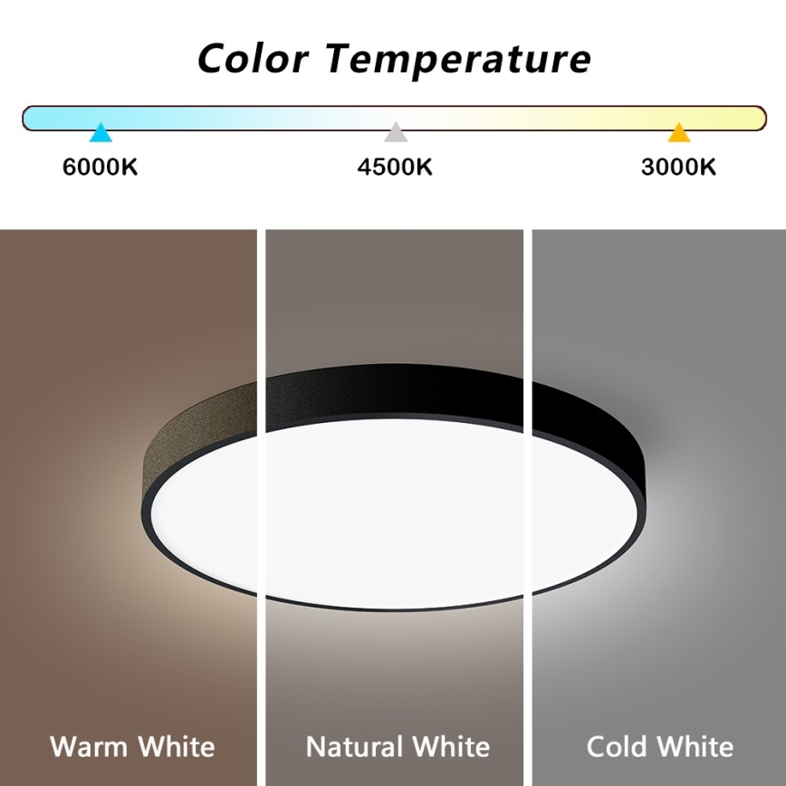 Immax NEO 07248L - Dimmbare LED-Deckenleuchte NEO LITE SEMPLICI LED/36W/230V 3000-6000K Wi-Fi Tuya schwarz + Fernbedienung