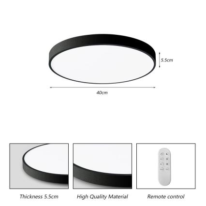 Immax NEO 07248L - Dimmbare LED-Deckenleuchte NEO LITE SEMPLICI LED/36W/230V 3000-6000K Wi-Fi Tuya schwarz + Fernbedienung