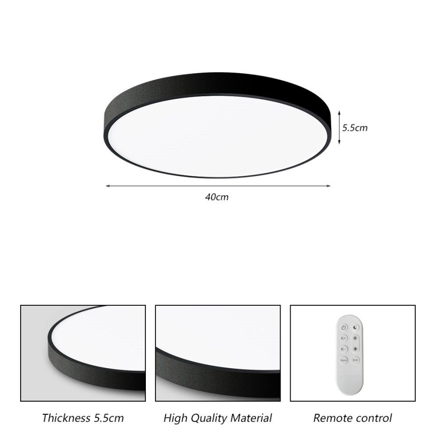 Immax NEO 07248L - Dimmbare LED-Deckenleuchte NEO LITE SEMPLICI LED/36W/230V 3000-6000K Wi-Fi Tuya schwarz + Fernbedienung