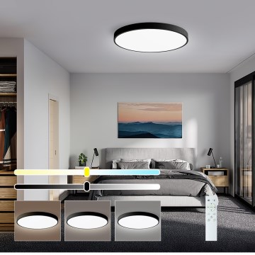 Immax NEO 07249L - Dimmbare LED-Deckenleuchte NEO LITE SEMPLICI LED/48W/230V 3000-6000K Wi-Fi Tuya schwarz + Fernbedienung