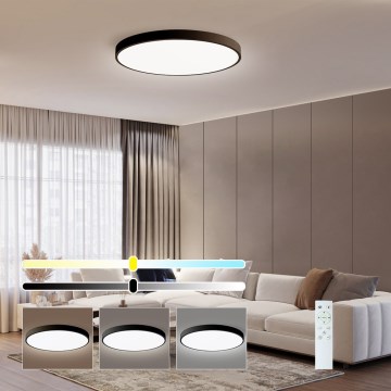 Immax NEO 07250L - Dimmbare LED-Deckenleuchte NEO LITE SEMPLICI LED/60W/230V 3000-6000K Wi-Fi Tuya schwarz + Fernbedienung