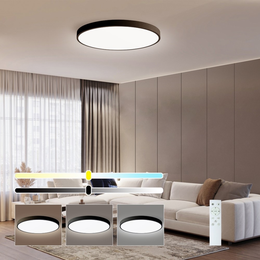Immax NEO 07250L - Dimmbare LED-Deckenleuchte NEO LITE SEMPLICI LED/60W/230V 3000-6000K Wi-Fi Tuya schwarz + Fernbedienung