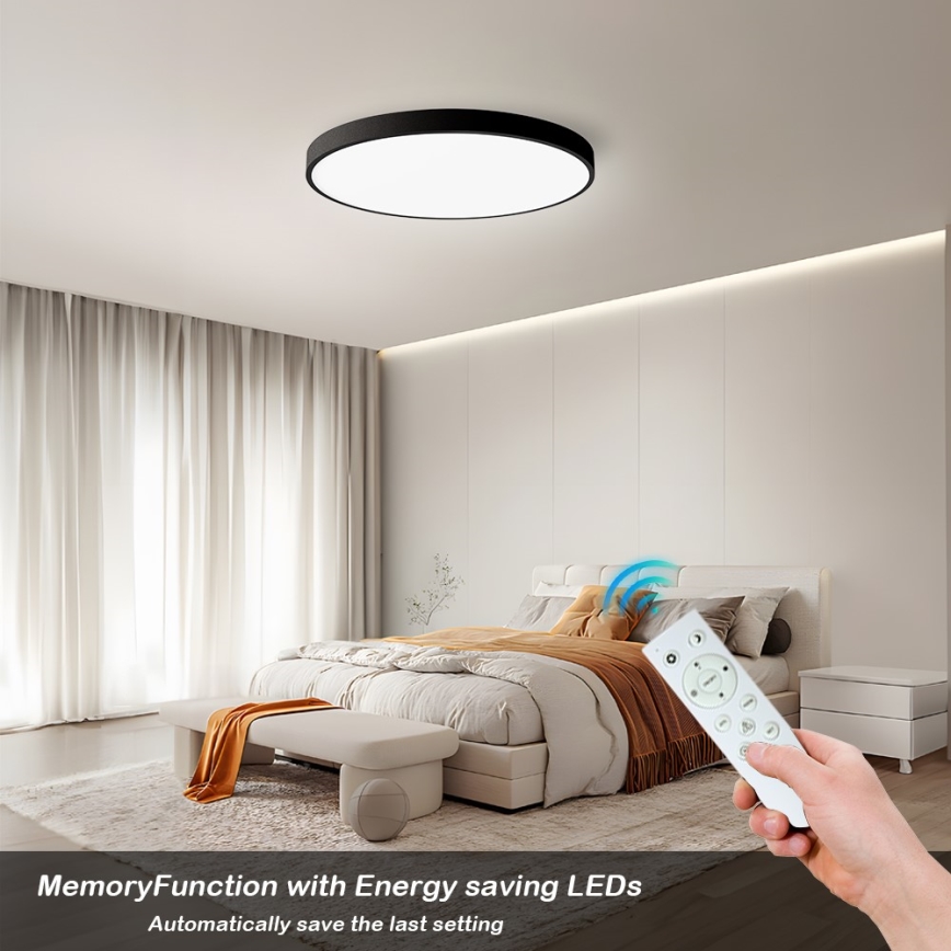 Immax NEO 07250L - Dimmbare LED-Deckenleuchte NEO LITE SEMPLICI LED/60W/230V 3000-6000K Wi-Fi Tuya schwarz + Fernbedienung