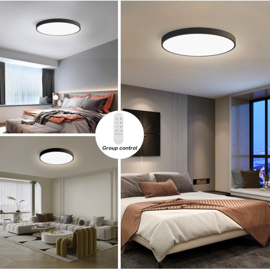 Immax NEO 07250L - Dimmbare LED-Deckenleuchte NEO LITE SEMPLICI LED/60W/230V 3000-6000K Wi-Fi Tuya schwarz + Fernbedienung