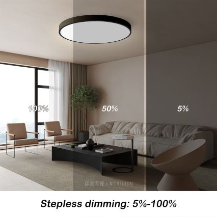 Immax NEO 07250L - Dimmbare LED-Deckenleuchte NEO LITE SEMPLICI LED/60W/230V 3000-6000K Wi-Fi Tuya schwarz + Fernbedienung