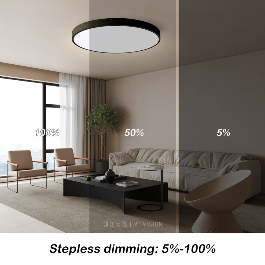 Immax NEO 07250L - Dimmbare LED-Deckenleuchte NEO LITE SEMPLICI LED/60W/230V 3000-6000K Wi-Fi Tuya schwarz + Fernbedienung