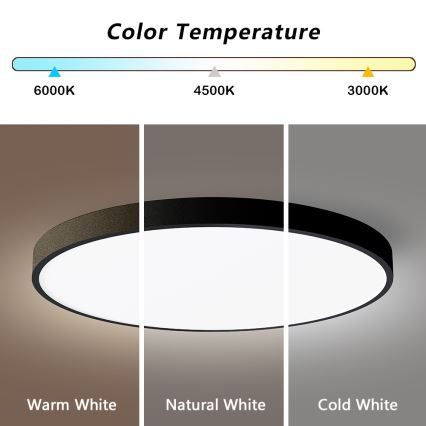 Immax NEO 07250L - Dimmbare LED-Deckenleuchte NEO LITE SEMPLICI LED/60W/230V 3000-6000K Wi-Fi Tuya schwarz + Fernbedienung