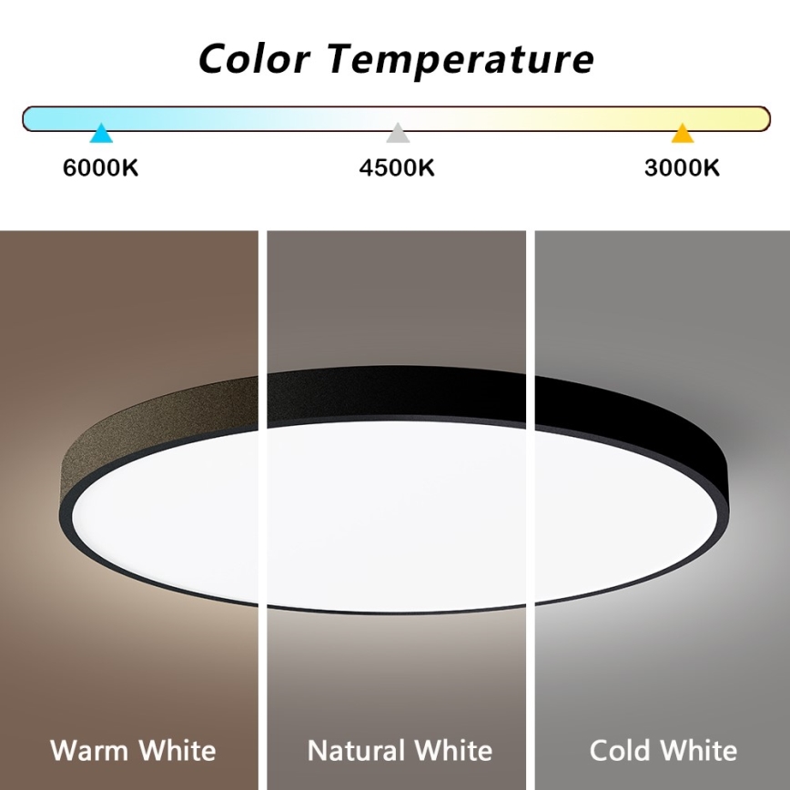 Immax NEO 07250L - Dimmbare LED-Deckenleuchte NEO LITE SEMPLICI LED/60W/230V 3000-6000K Wi-Fi Tuya schwarz + Fernbedienung