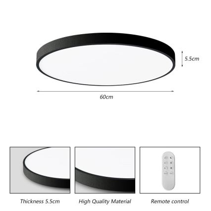 Immax NEO 07250L - Dimmbare LED-Deckenleuchte NEO LITE SEMPLICI LED/60W/230V 3000-6000K Wi-Fi Tuya schwarz + Fernbedienung