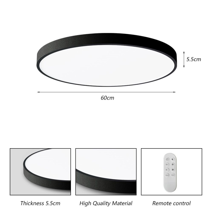 Immax NEO 07250L - Dimmbare LED-Deckenleuchte NEO LITE SEMPLICI LED/60W/230V 3000-6000K Wi-Fi Tuya schwarz + Fernbedienung