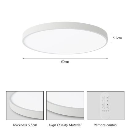 Immax NEO 07253L - Dimmbare LED-Deckenleuchte NEO LITE SEMPLICI LED/60W/230V 3000-6000K Wi-Fi Tuya weiß + Fernbedienung