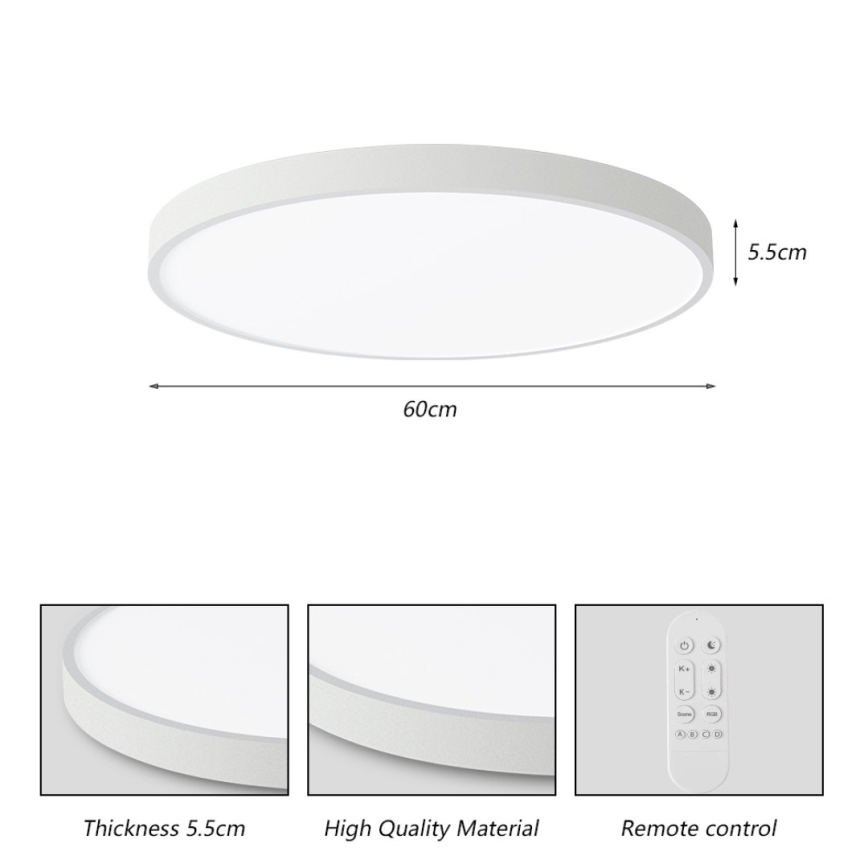 Immax NEO 07253L - Dimmbare LED-Deckenleuchte NEO LITE SEMPLICI LED/60W/230V 3000-6000K Wi-Fi Tuya weiß + Fernbedienung