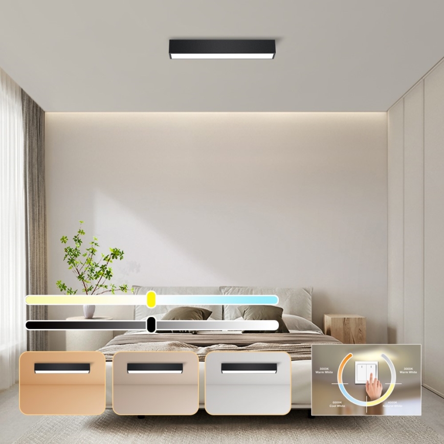 Immax NEO 07254L - Dimmbare LED-Deckenleuchte NEO LITE LUNGO LED/20W/230V 3000-6000K Wi-Fi Tuya schwarz + Fernbedienung