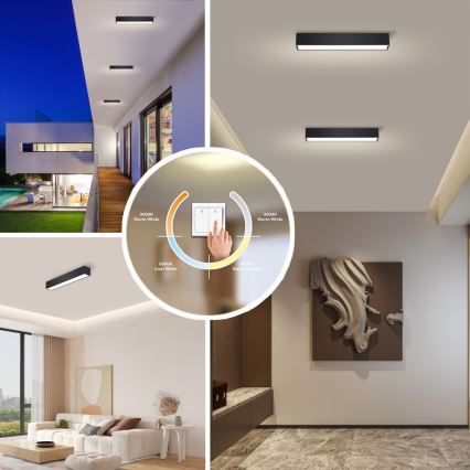 Immax NEO 07254L - Dimmbare LED-Deckenleuchte NEO LITE LUNGO LED/20W/230V 3000-6000K Wi-Fi Tuya schwarz + Fernbedienung