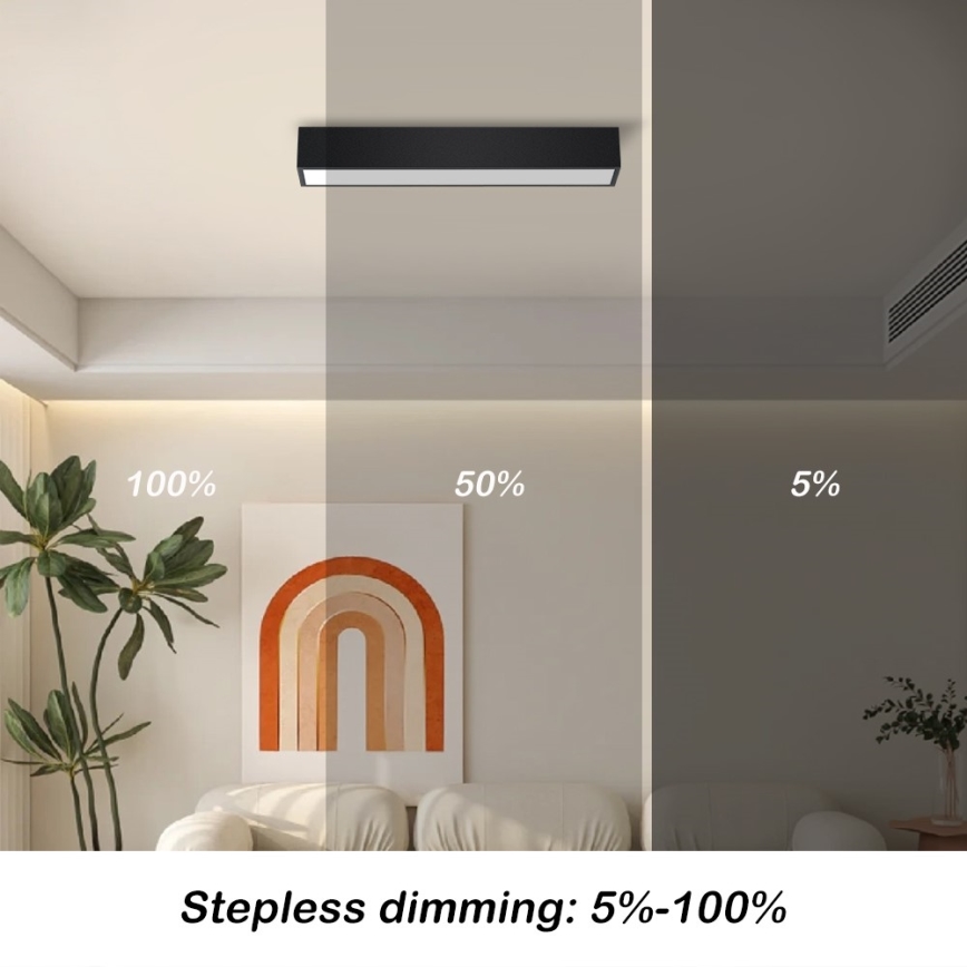 Immax NEO 07254L - Dimmbare LED-Deckenleuchte NEO LITE LUNGO LED/20W/230V 3000-6000K Wi-Fi Tuya schwarz + Fernbedienung
