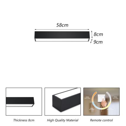 Immax NEO 07254L - Dimmbare LED-Deckenleuchte NEO LITE LUNGO LED/20W/230V 3000-6000K Wi-Fi Tuya schwarz + Fernbedienung
