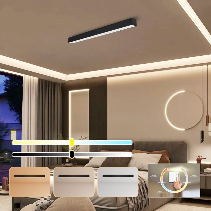 Immax NEO 07255L - LED dimmbares Deckenleuchte NEO LITE LUNGO LED/20W/230V 3000-6000K Wi-Fi Tuya schwarz + Fernbedienung